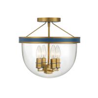 Four Light Semi Flush Mount by Crystorama - Herrick Collection, Luxe Gold + Navy Finish - HRK-2500-LG-NY