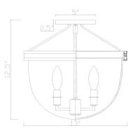 Four Light Semi Flush Mount by Crystorama - Herrick Collection, Luxe Gold + Navy Finish - HRK-2500-LG-NY