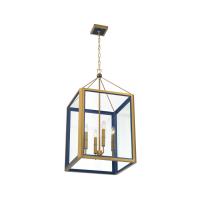 Four Light Chandelier by Crystorama - Herrick Collection, Luxe Gold + Navy Finish - HRK-2508-LG-NY