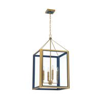 Four Light Chandelier by Crystorama - Herrick Collection, Luxe Gold + Navy Finish - HRK-2508-LG-NY