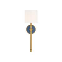 One Light Wall Sconce by Crystorama - Herrick Collection, Luxe Gold + Navy Finish - HRK-2511-LG-NY