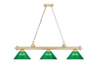 Three Light Billiard by Z-Lite - Cordon Collection, Heritage Brass Finish - 2306-3HBR-ARG