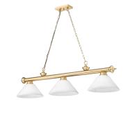 Three Light Billiard by Z-Lite - Cordon Collection, Heritage Brass Finish - 2306-3HBR-AWL14