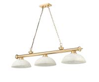 Three Light Billiard by Z-Lite - Cordon Collection, Heritage Brass Finish - 2306-3HBR-DGM14