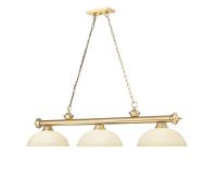 Three Light Billiard by Z-Lite - Cordon Collection, Heritage Brass Finish - 2306-3HBR-DGM14