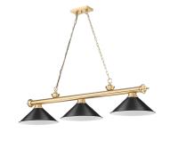 Three Light Billiard by Z-Lite - Cordon Collection, Heritage Brass Finish - 2306-3HBR-MB15