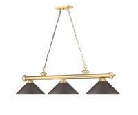 Three Light Billiard by Z-Lite - Cordon Collection, Heritage Brass Finish - 2306-3HBR-MBRZ