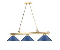 Three Light Billiard by Z-Lite - Cordon Collection, Heritage Brass Finish - 2306-3HBR-MNB