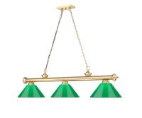 Three Light Billiard by Z-Lite - Cordon Collection, Heritage Brass Finish - 2306-3HBR-PGR