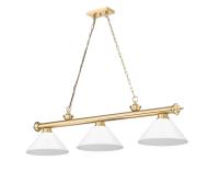 Three Light Billiard by Z-Lite - Cordon Collection, Heritage Brass Finish - 2306-3HBR-PWH