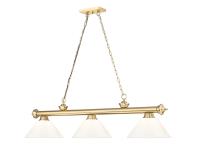 Three Light Billiard by Z-Lite - Cordon Collection, Heritage Brass Finish - 2306-3HBR-PWH