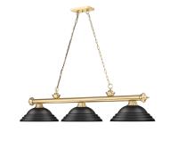 Three Light Billiard by Z-Lite - Cordon Collection, Heritage Brass Finish - 2306-3HBR-SMB