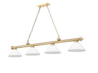 Four Light Billiard by Z-Lite - Cordon Collection, Heritage Brass Finish - 2306-4HBR-PWH
