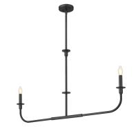 Two Light Linear Chandelier by Z-Lite - Tova Collection, Matte Black Finish - 3049-42L-MB