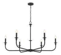 Six Light Chandelier by Z-Lite - Tova Collection, Matte Black Finish - 3049-45MB