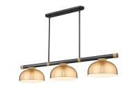 Three Light Billiard by Z-Lite - Vanguard Collection, Matte Black + Rubbed Brass Finish - 3050-3MB-RB-D13HBR
