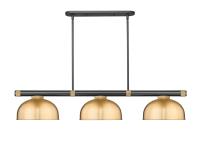 Three Light Billiard by Z-Lite - Vanguard Collection, Matte Black + Rubbed Brass Finish - 3050-3MB-RB-D13HBR