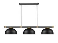 Three Light Billiard by Z-Lite - Vanguard Collection, Matte Black + Rubbed Brass Finish - 3050-3MB-RB-D13MB