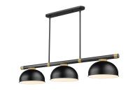 Three Light Billiard by Z-Lite - Vanguard Collection, Matte Black + Rubbed Brass Finish - 3050-3MB-RB-D13MB