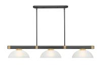 Three Light Billiard by Z-Lite - Vanguard Collection, Matte Black + Rubbed Brass Finish - 3050-3MB-RB-DWL14