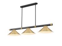 Three Light Billiard by Z-Lite - Vanguard Collection, Matte Black + Rubbed Brass Finish - 3050-3MB-RB-HBR15