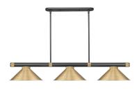 Three Light Billiard by Z-Lite - Vanguard Collection, Matte Black + Rubbed Brass Finish - 3050-3MB-RB-HBR15
