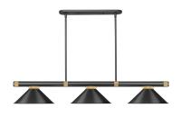 Three Light Billiard by Z-Lite - Vanguard Collection, Matte Black + Rubbed Brass Finish - 3050-3MB-RB-MB15