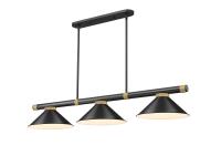 Three Light Billiard by Z-Lite - Vanguard Collection, Matte Black + Rubbed Brass Finish - 3050-3MB-RB-MB15