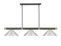 Three Light Billiard by Z-Lite - Vanguard Collection, Matte Black + Rubbed Brass Finish - 3050-3MB-RB-MBN