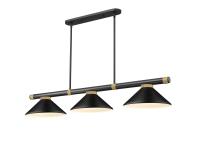 Three Light Billiard by Z-Lite - Vanguard Collection, Matte Black + Rubbed Brass Finish - 3050-3MB-RB-MMB
