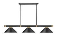 Three Light Billiard by Z-Lite - Vanguard Collection, Matte Black + Rubbed Brass Finish - 3050-3MB-RB-MMB