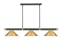 Three Light Billiard by Z-Lite - Vanguard Collection, Matte Black + Rubbed Brass Finish - 3050-3MB-RB-RB15