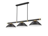 Three Light Billiard by Z-Lite - Vanguard Collection, Matte Black + Rubbed Brass Finish - 3050-3MB-RB-SMB