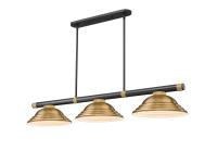 Three Light Billiard by Z-Lite - Vanguard Collection, Matte Black + Rubbed Brass Finish - 3050-3MB-RB-SRB