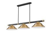 Three Light Billiard by Z-Lite - Vanguard Collection, Matte Black + Rubbed Brass Finish - 3050-3MB-RB-SRB