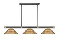 Three Light Billiard by Z-Lite - Vanguard Collection, Matte Black + Rubbed Brass Finish - 3050-3MB-RB-SRB
