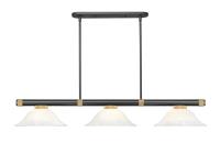 Three Light Billiard by Z-Lite - Vanguard Collection, Matte Black + Rubbed Brass Finish - 3050-3MB-RB-WM16