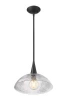 One Light Pendant by Z-Lite - Lunelle Collection, Matte Black Finish - 3051P12-MB