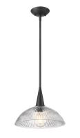 One Light Pendant by Z-Lite - Lunelle Collection, Matte Black Finish - 3051P12-MB