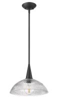 One Light Pendant by Z-Lite - Lunelle Collection, Matte Black Finish - 3051P12-MB