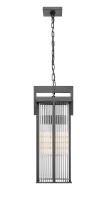 Two Light Outdoor Chain Mount Ceiling Fixture by Z-Lite - Fortis Collection, Sand Black Finish - 5031CHB-BK
