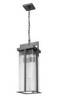 Two Light Outdoor Chain Mount Ceiling Fixture by Z-Lite - Fortis Collection, Sand Black Finish - 5031CHB-BK