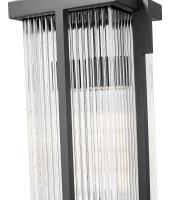 Two Light Outdoor Chain Mount Ceiling Fixture by Z-Lite - Fortis Collection, Sand Black Finish - 5031CHB-BK