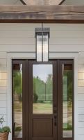 Two Light Outdoor Chain Mount Ceiling Fixture by Z-Lite - Fortis Collection, Sand Black Finish - 5031CHB-BK