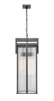 Three Light Outdoor Chain Mount Ceiling Fixture by Z-Lite - Fortis Collection, Sand Black Finish - 5031CHXL-BK