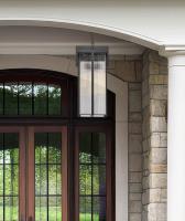 Three Light Outdoor Chain Mount Ceiling Fixture by Z-Lite - Fortis Collection, Sand Black Finish - 5031CHXL-BK