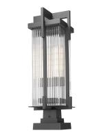 Two Light Outdoor Pier Mount by Z-Lite - Fortis Collection, Sand Black Finish - 5031PHBS-SQPM-BK