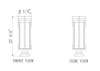 Two Light Outdoor Pier Mount by Z-Lite - Fortis Collection, Sand Black Finish - 5031PHBS-SQPM-BK