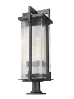 Three Light Outdoor Pier Mount by Z-Lite - Fortis Collection, Sand Black Finish - 5031PHXLR-533PM-BK