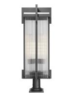 Three Light Outdoor Pier Mount by Z-Lite - Fortis Collection, Sand Black Finish - 5031PHXLR-533PM-BK
